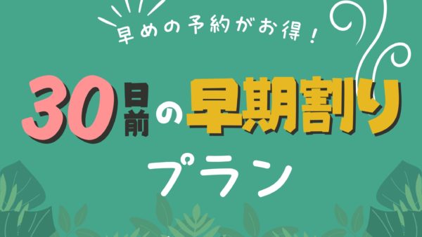 予定が決まっている方におすすめ30日前からの早期割引プラン